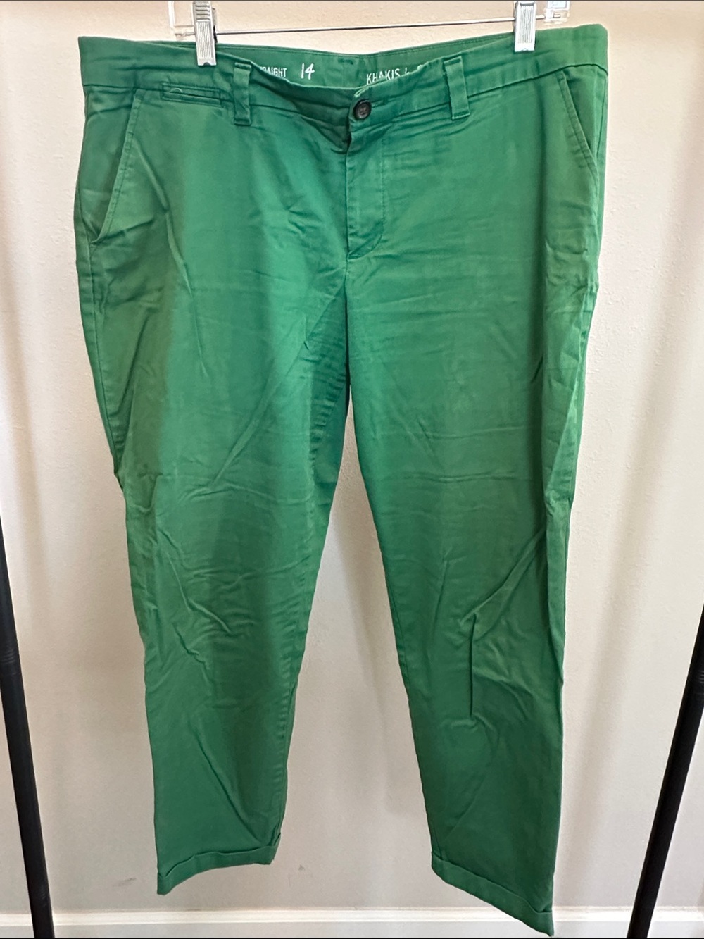 Broken-In Straight Green Khakis by GAP
